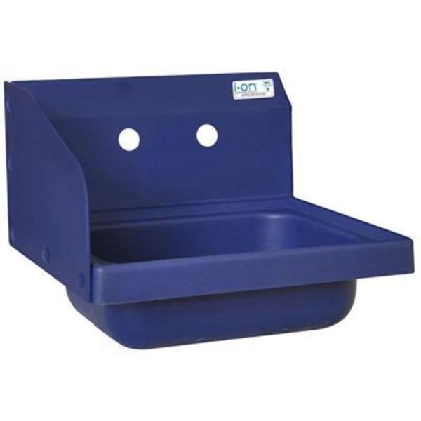 Bk Resources IONTM Blue Antimicrobial Hand Sink W/Left Side Splash, 2 Holes APHS-W1410-LSB